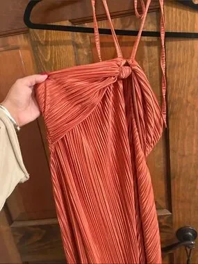 SHEIN | Dresses | Shein Pleated Midi Dress In Rust Orange | Poshmark